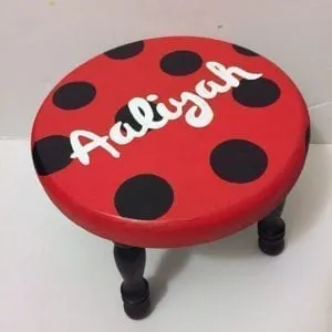 personalized ladybug stool - ladybug nursery room - acraftylife.com