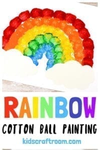 cotton ball rainbow painting kids craft- acraftylife.com