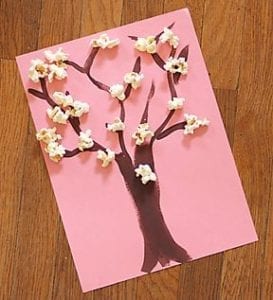 popcorn spring tree craft - acraftylife.com #kidscraft #craftsforkids #crafts