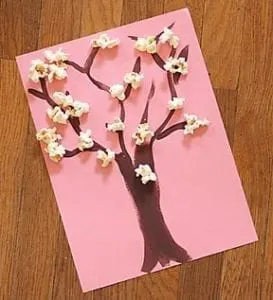 popcorn spring tree craft - acraftylife.com #kidscraft #craftsforkids #crafts