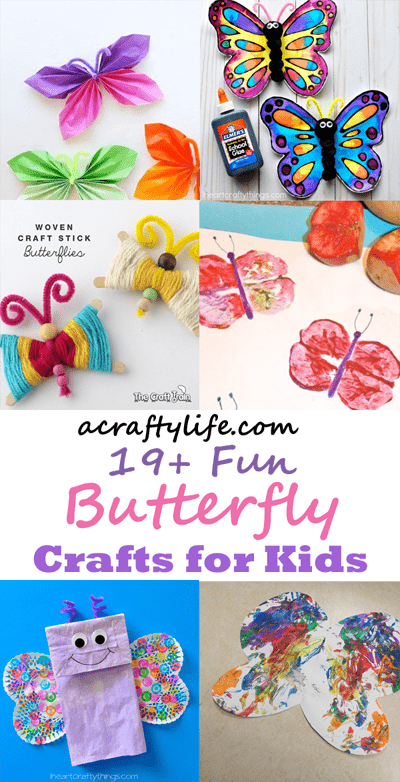 butterfly kid craft - spring kid crafts- paint, paper butterfly crafts for kids- acraftylife.com #preschool #craftsforkids #crafts #kidscraft