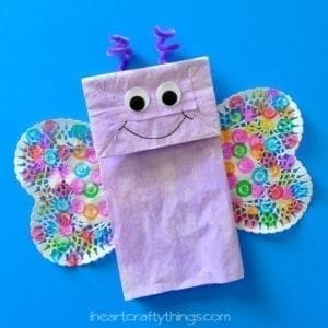Paper bag butterfly craft - acraftylife.com
