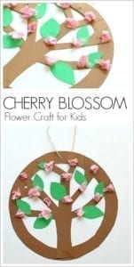cherry blossom circle spring tree craft - acraftylife.com #crafts #kidscraft #craftsforkids