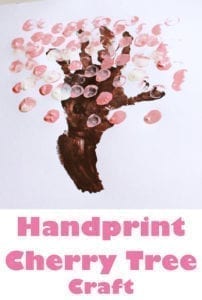 cherry handprint tree - spring craft - spring tree- toddler craft - acraftylife.com
