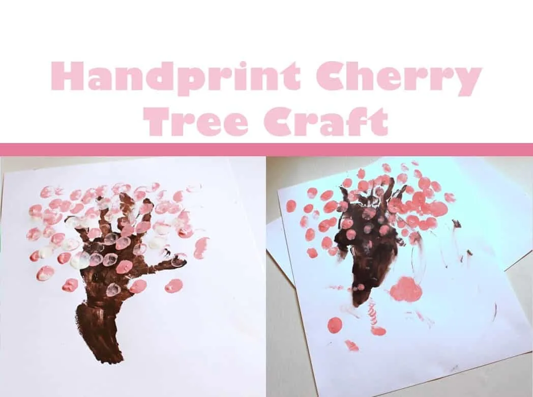 cherry handprint tree craft - spring craft - spring tree craft -acraftylife.com