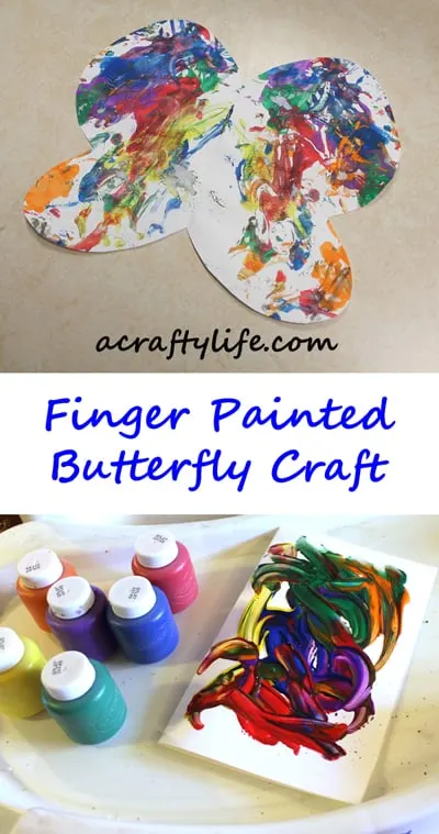 rainbow finger paint butterfly craft - acraftylife.com