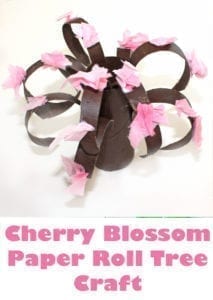 cherry blossom paper roll tree craft- spring tree craft - kids craft - acraftylife.com