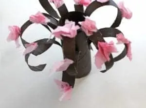 cherry blossom paper roll tree craft - spring tree craft - acraftylife.com