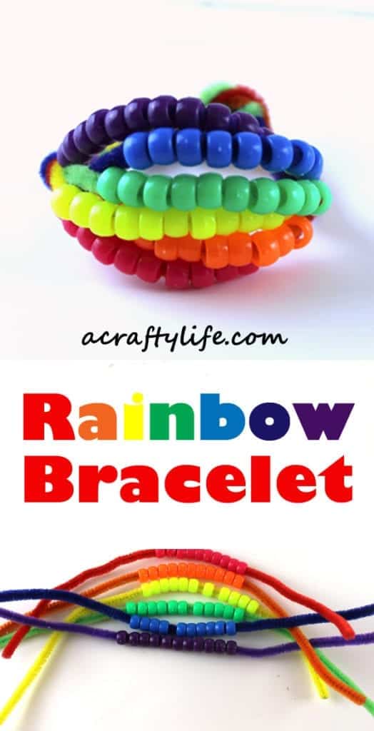 rainbow bracelet kid craft - acraftylife.com