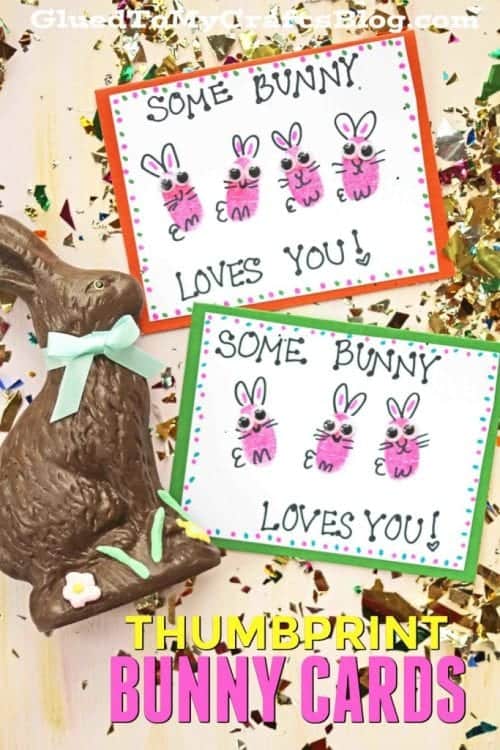 easter craft fingerprint bunny card - acraftylife.com