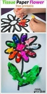 tissue paper spring flower crafts- acraftylife.com