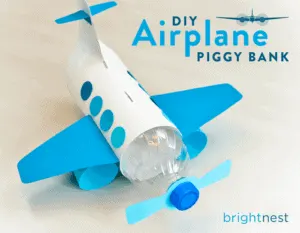 Airplane Bank craft - Recycled Kid Craft - acraftylife.com #preschool #craftsforkids #crafts #kidscraft