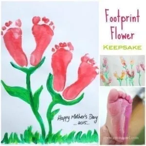 Footprint flower - mother's day craft - flower kid crafts - acraftylife.com #preschool #craftsforkids #crafts #kidscraft