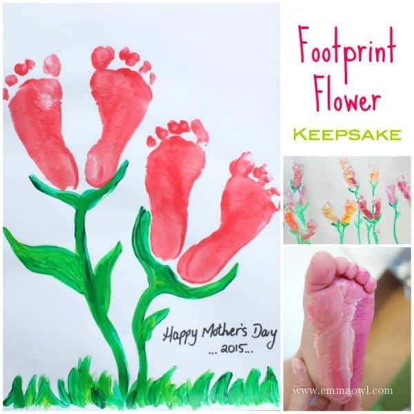 Footprint flower - mother's day craft - flower kid crafts - acraftylife.com #preschool #craftsforkids #crafts #kidscraft
