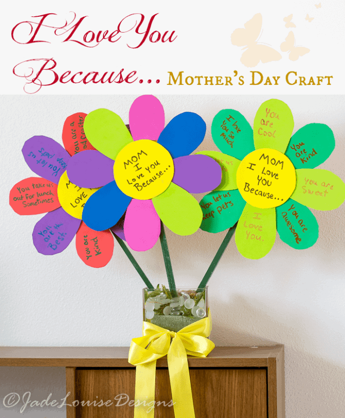 Because I Love You Flower- mother's day craft - flower kid crafts - acraftylife.com #preschool #craftsforkids #crafts #kidscraft