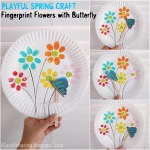 fingerprint flower - flower kid crafts - acraftylife.com #preschool #craftsforkids #crafts #kidscraft