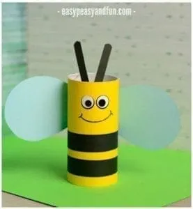 bee paper roll craft - kids craft- recycle craft - acraftylife.com