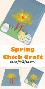 chick craft - easter craft - spring craft - crafts for kids- kid crafts - acraftylife.com #preschool