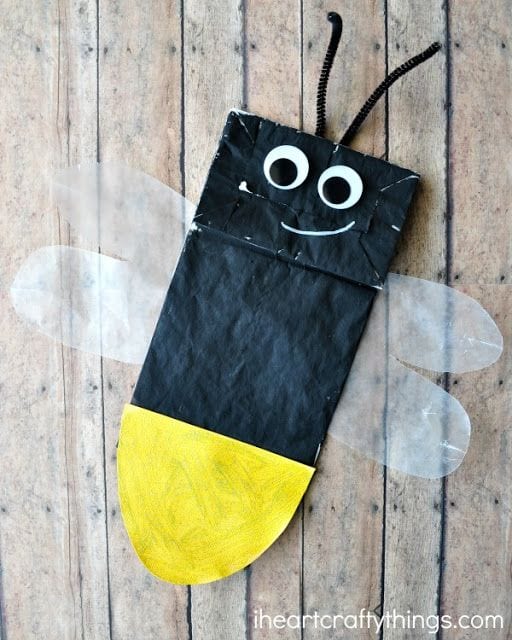firefly paper bag - bug crafts - insect craft - acraftylife.com