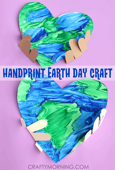 handprint earth - Earth Kid Craft - Earth craft for kids – recycle craft for kids - spring craft - acraftylife.com #preschool #craftsforkids #crafts #kidscraft