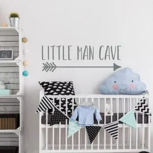 Little Man Cave decal - arrow nursery ideas - acraftylife.com