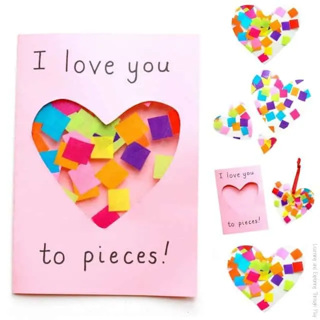 I love you to pieces Card - mother's day craft - kid crafts - acraftylife.com #preschool #craftsforkids #crafts #kidscraft
