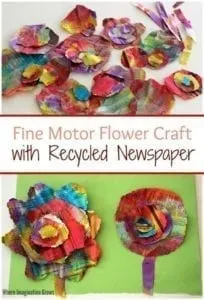 newspaper flower - recycled kid crafts - acraftylife.com #preschool #craftsforkids #crafts #kidscraft