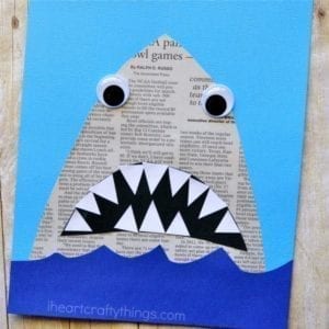 newspaper shark craft - ocean kid craft - crafts for kids- kid crafts - acraftylife.com #preschool