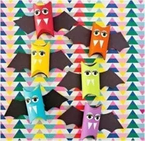 rainbow bat paper roll craft - kids craft- recycle craft - acraftylife.com