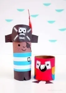 pirate and parrot paper roll craft - kids craft- recycle craft - acraftylife.com