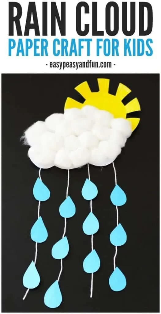 Rain Cloud - rainy day crafts - spring craft- kids craft - crafts for kids -acraftylife.com