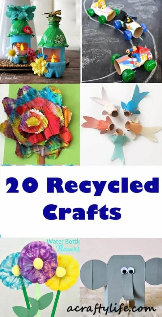 20 plus recycled kid crafts acraftylife.com #preschool #craftsforkids #crafts #kidscraft