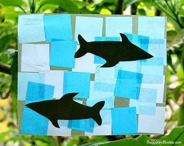 suncatcher shark craft - ocean kid craft - crafts for kids- kid crafts - acraftylife.com #preschool