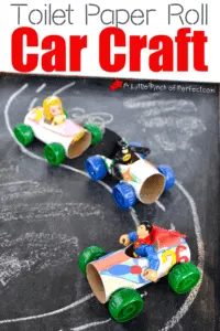 paper roll car craft - recycled kid crafts - acraftylife.com #preschool #craftsforkids #crafts #kidscraft