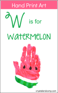 watermelon handprint craft - watermelon craft - summer crafts - crafts for kids- kid crafts - acraftylife.com #preschool #kidscraft #craftsforkids