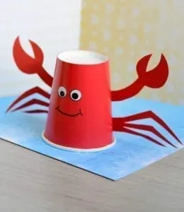 paper cup crab craft - ocean kid craft - crafts for kids- kid crafts - acraftylife.com #preschool