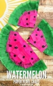 watermelon paper plate craft - watermelon craft - summer crafts - crafts for kids- kid crafts - acraftylife.com #preschool #kidscraft #craftsforkids