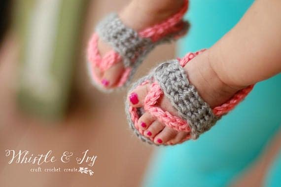 flip flop baby sandal - baby shoes crochet pattern - baby gift