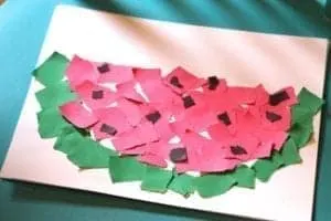 watermelon torn paper craft - watermelon craft - summer crafts - crafts for kids- kid crafts - acraftylife.com #preschool #kidscraft #craftsforkids