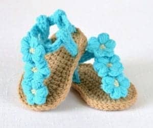 triple flowers baby sandal - baby shoes crochet pattern - baby gift