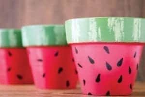watermelon pots - watermelon craft - summer crafts - crafts for kids- kid crafts - acraftylife.com #preschool #kidscraft #craftsforkids