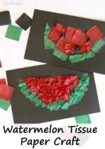 watermelon tissue paper craft - watermelon craft - summer crafts - crafts for kids- kid crafts - acraftylife.com #preschool #kidscraft #craftsforkids