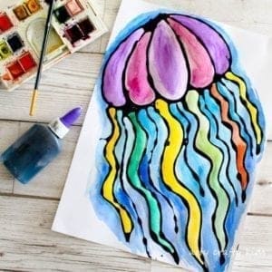 black glue jellyfish kid craft - jellyfish kids craft - ocean kids craft - crafts for kids- kid crafts - acraftylife.com #preschool