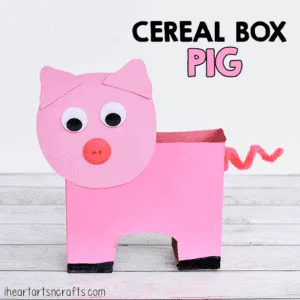 cereal box pig kid crafts - farm kid crafts - crafts for kids- acraftylife.com #preschool #craftsforkids #kidscrafts