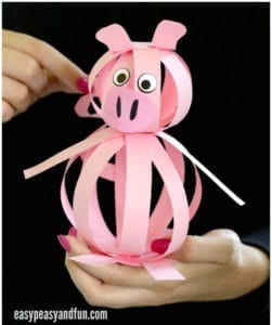 paper pig kid crafts - farm kid crafts - crafts for kids- acraftylife.com #preschool #craftsforkids #kidscrafts