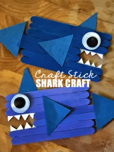 craft stick shark kids crafts - crafts for kids- ocean kid crafts - acraftylife.com #preschool