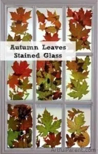 nature leaf print stain glass - autumn kid craft - fall kid crafts crafts for kids- acraftylife.com #preschool #craftsforkids #kidscrafts