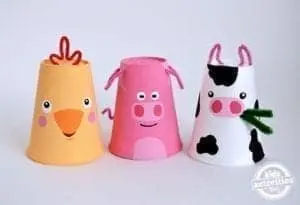 cup farm animals kid craft - farm kid crafts - crafts for kids- acraftylife.com #preschool #craftsforkids #kidscrafts