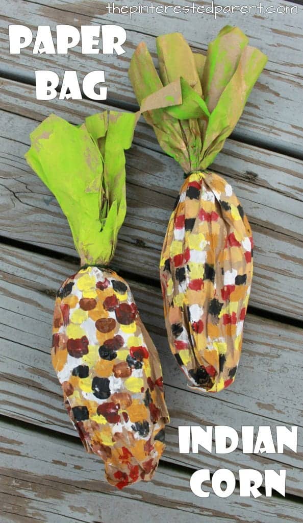 paper bag corn kid craft- farm kid crafts - crafts for kids- acraftylife.com #preschool #craftsforkids #kidscrafts