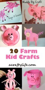pig kid craft - farm kid crafts - crafts for kids- acraftylife.com #preschool #craftsforkids #kidscrafts